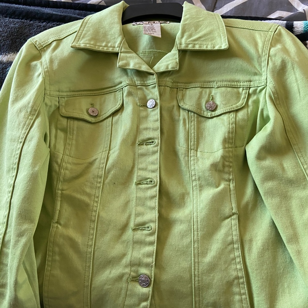 lime green jean jacket
